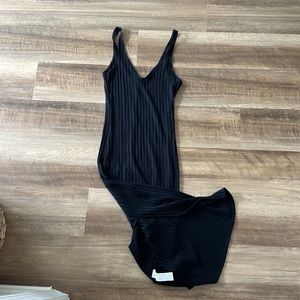 Zara black ribbed midi dresss